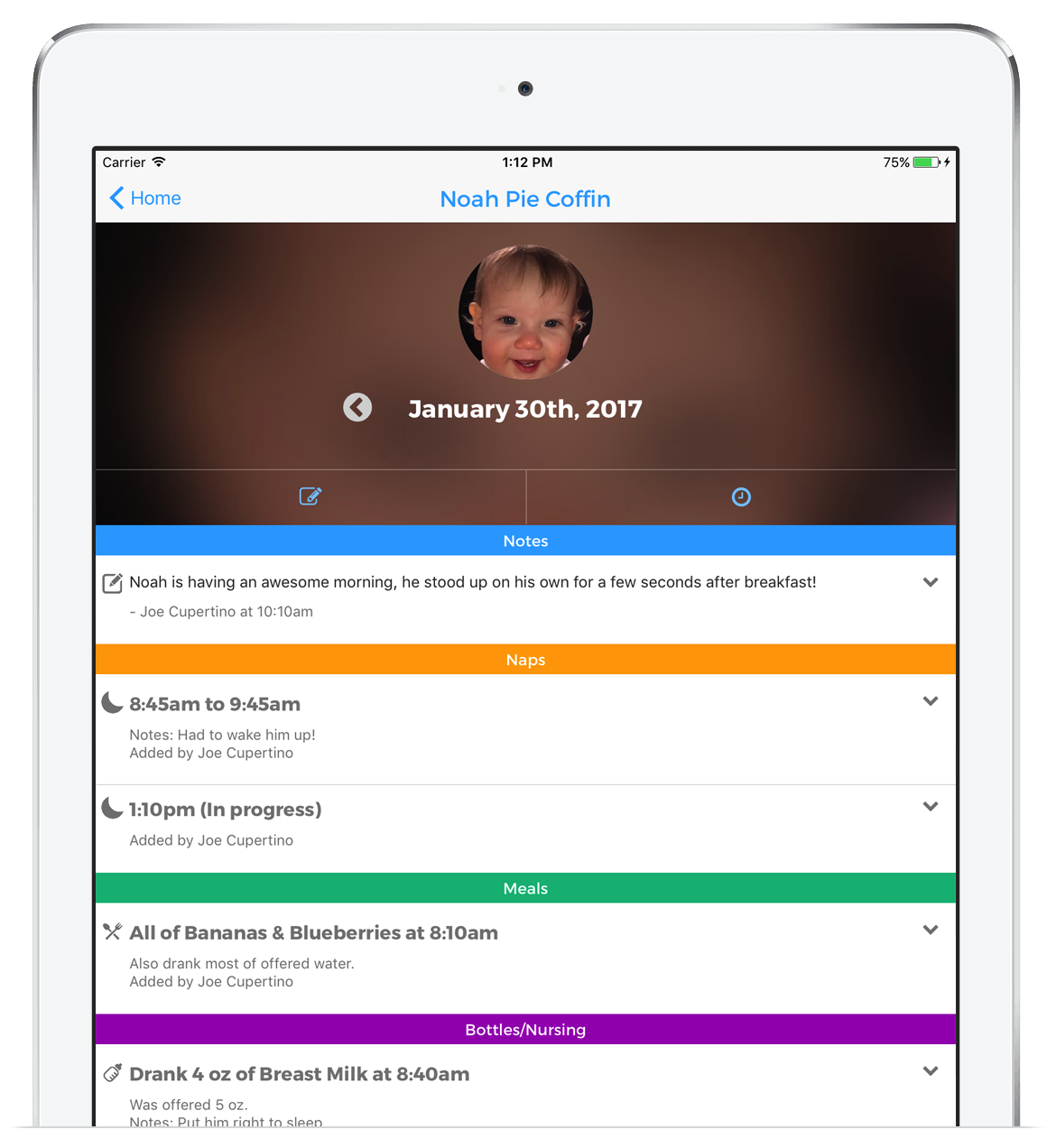 Track data and statistics on the Daily Nanny app